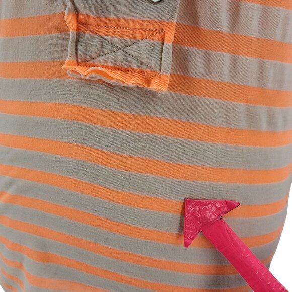 Scotch & Soda Maison Scotch Womens Small / 1 Top Striped Neon Orange Henley - Picture 6 of 11